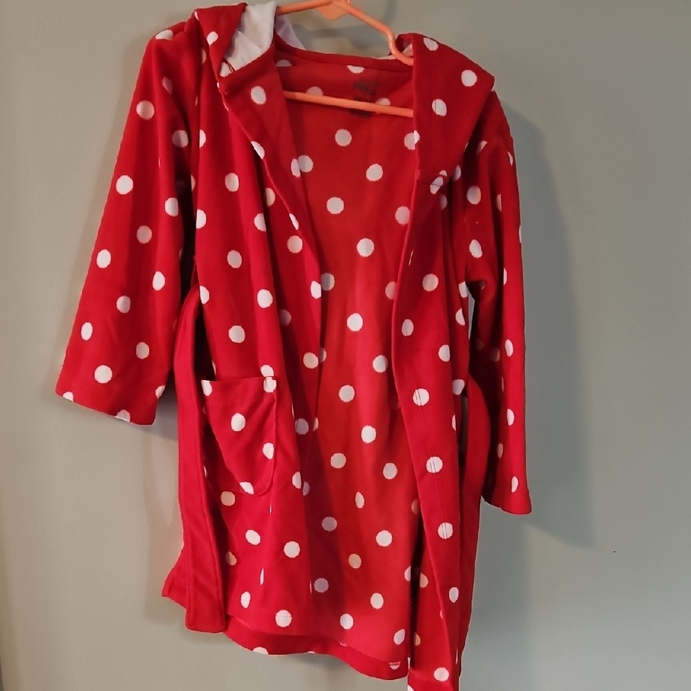Red Polka Dot Hooded Robe